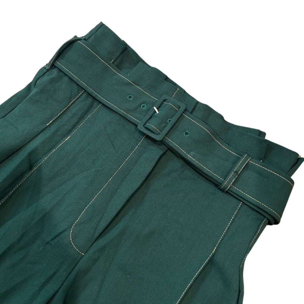 Mirla Beane Belted High Waist Trousers | Moss Green | Size 10 - Picture 7 of 8